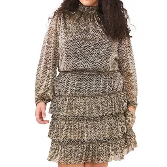 corset long sleeve midi dress Long Sleeve Corset Midi Dress with Lace Trim | Taupe Bodycon Sheer Mesh  Cocktail Dress for Evening & Date Night main image 0
